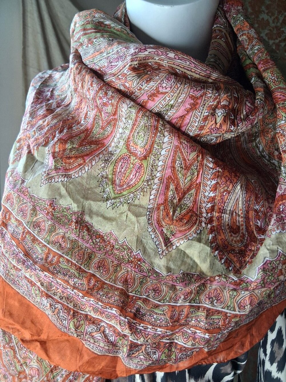 Vintage hundred percent silk large scarf